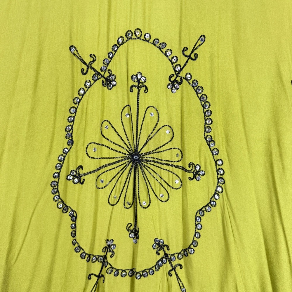 Boho Lime Green Embroidered Sequin Kimono Cardigan Festival Open Front OS - Picture 5 of 10